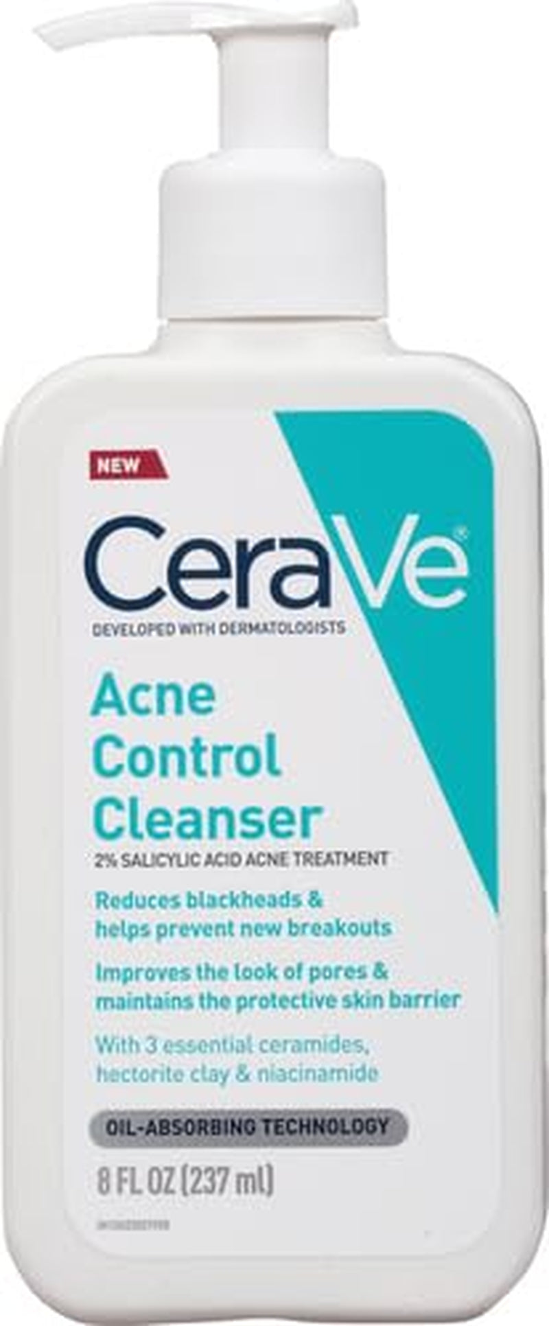 Acne Treatment Face Wash | Salicylic Acid Cleanser with Purifying Clay, Niacinamide, and Ceramides | Pore Control and Blackhead Remover | 8 Ounce