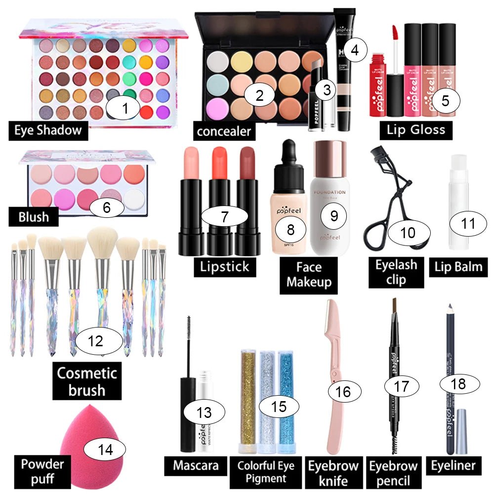 All in One Full Makeup Kit Set - Djee's Beauty CosmeticMakeup kitMy StoreDjee's Beauty Cosmetic2e7dc600 - 9867 - 49c1 - 9257 - 315b216064dc313028254240Kit004All in One Makeup Kit for Women Full Kit Set, All in One Makeup Sets Include Eyebrow Eyeliner Eyeshadow