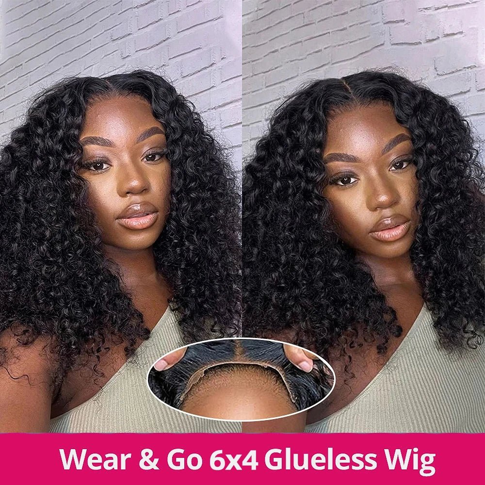 Glueless Human Hair Wig, Ready to Go - Djee's Beauty CosmeticLaceMy StoreDjee's Beauty Cosmetic0a795ae3 - 974d - 443b - 9313 - 907d205d9504744505153655010Inches180 Density4X4 Hd Glueless WigWear and Go 13X4 Water Wave Bob Lace Wig for Women Curly 6X4 Glueless Human Hair Wig Ready to Go Human Hair Wigs Pre Cut No Lace